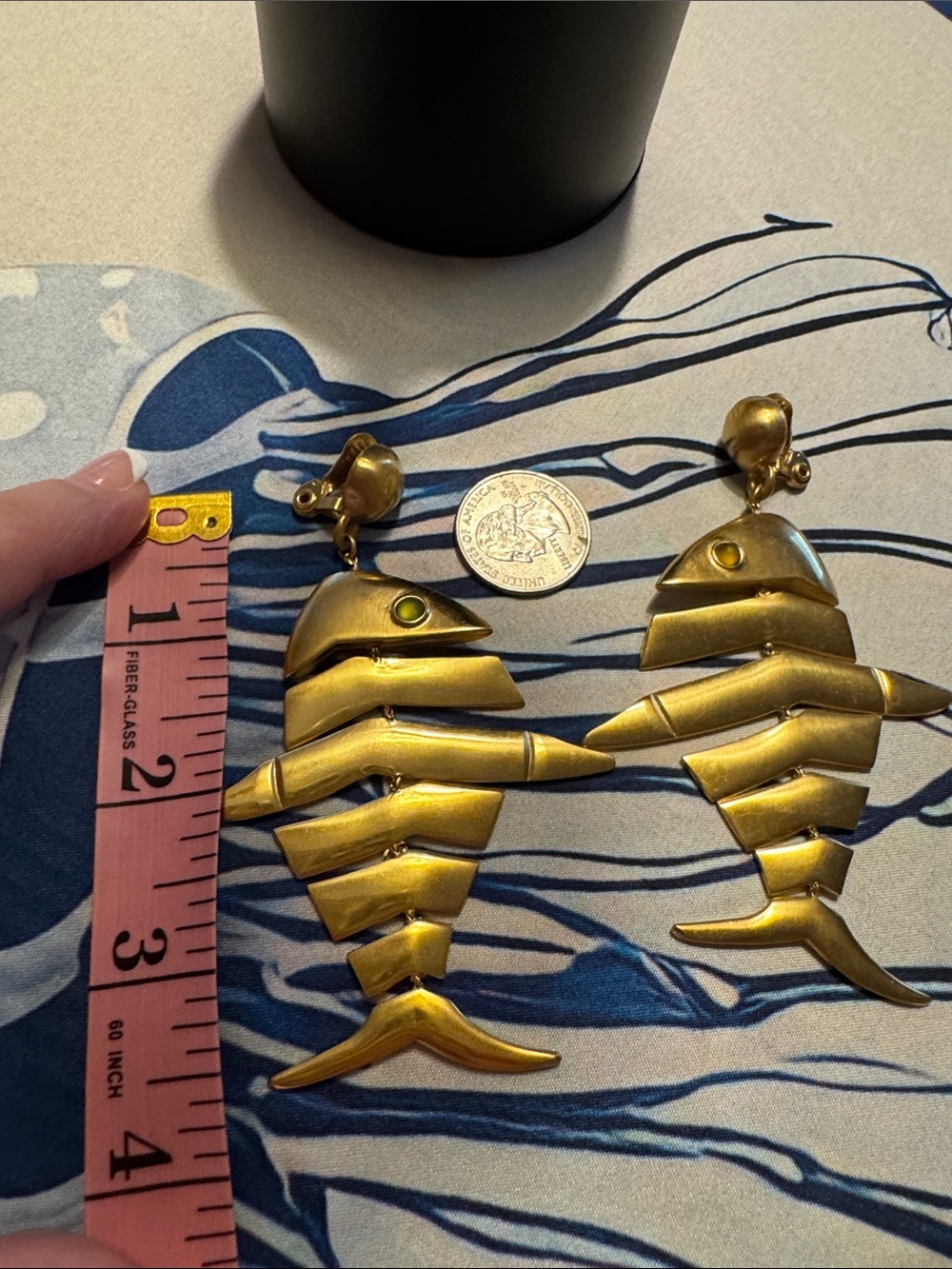 Anne Klein Gold-Tone Fish Drop Earrings - Picture 3 of 5
